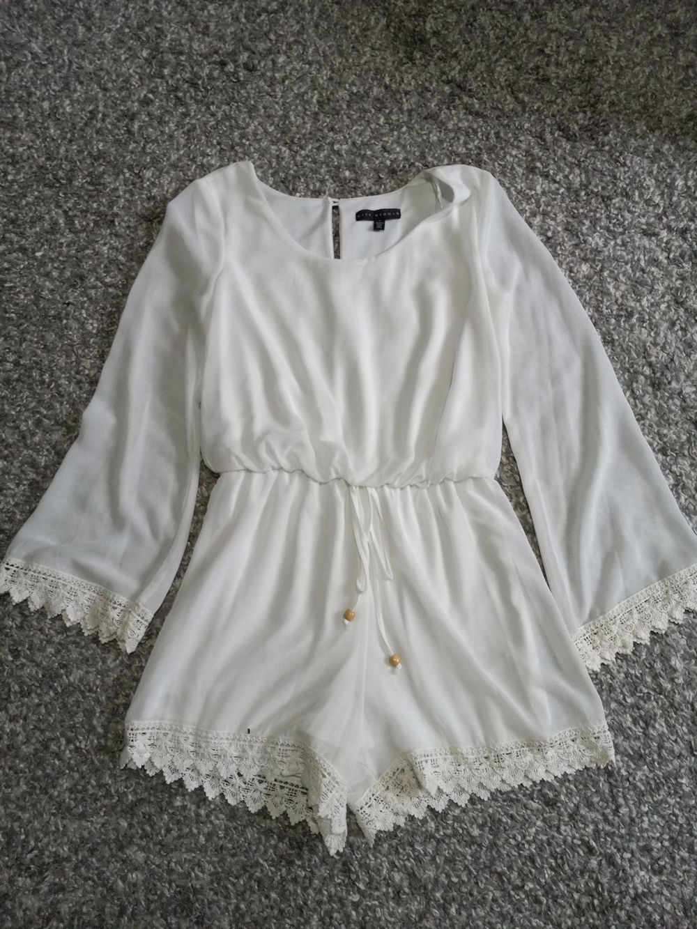 City Studio White Romper Long Sleeve Size S